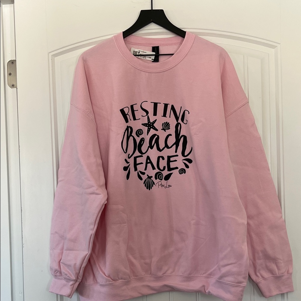 Resting Beach Face CrewNeck Sweatshirt Size 2XL